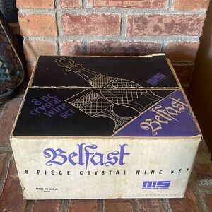 NIB Vtg Belfast 8 Piece Crystal Wine Set